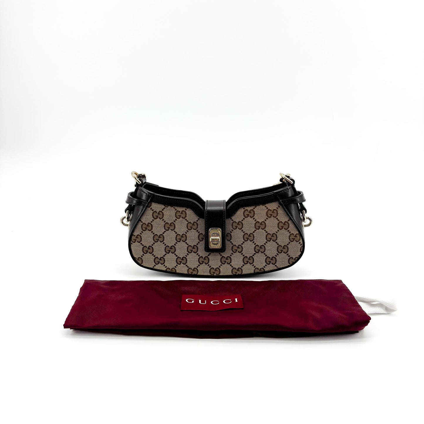 Gucci GG Supreme Turnlock Mini Shoulder Bag Brown Black