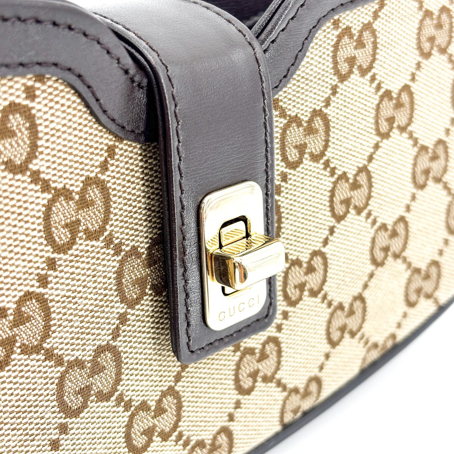 Gucci GG Supreme Turnlock Mini Shoulder Bag Brown Black