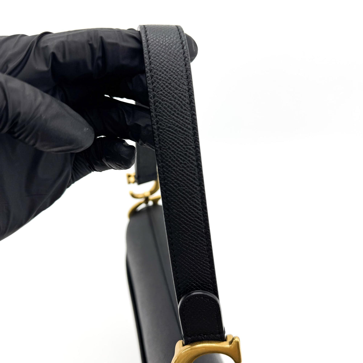 Dior Medium Saddle Bag Grained Calfskin Black Gold Hardware