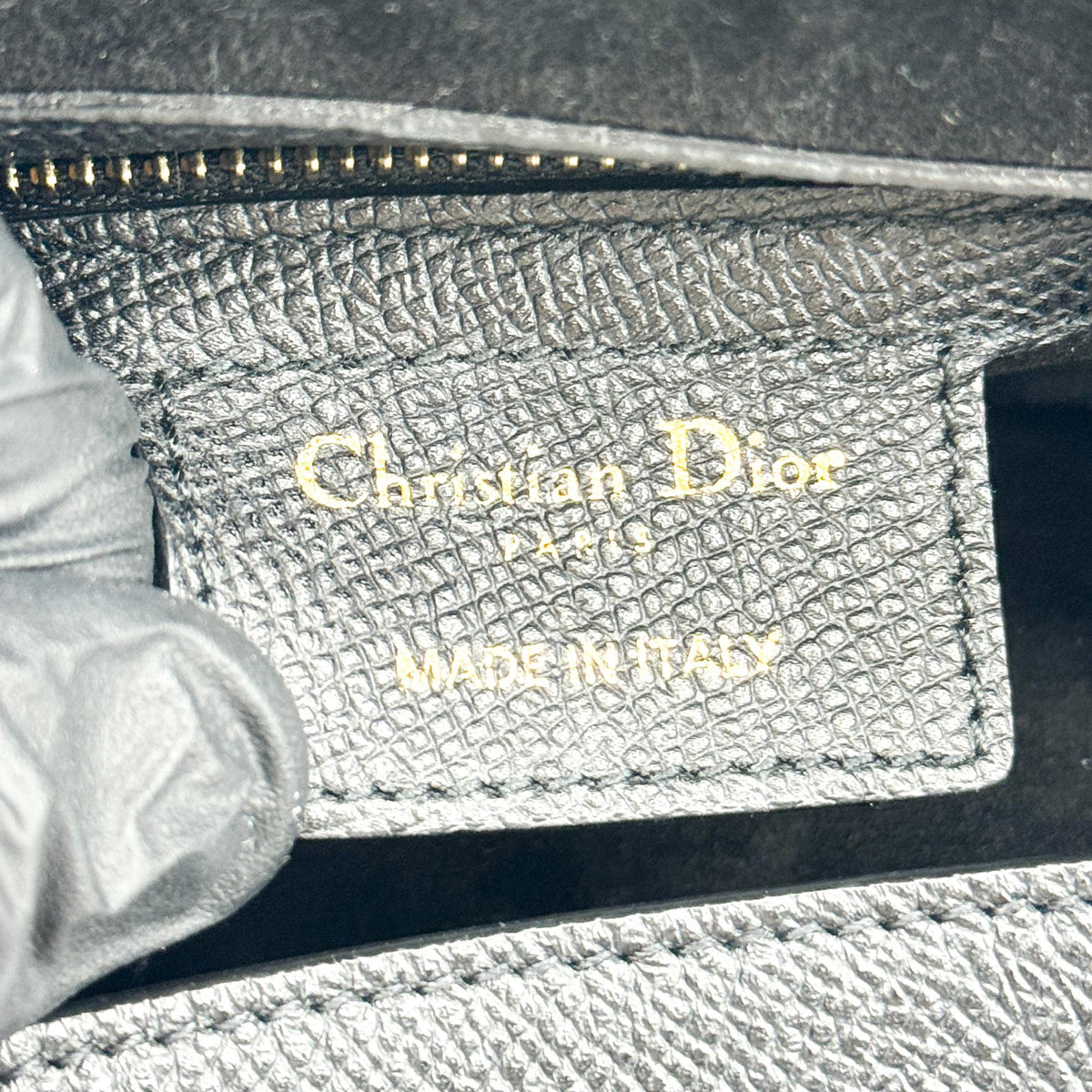 Dior Medium Saddle Bag Grained Calfskin Black Gold Hardware
