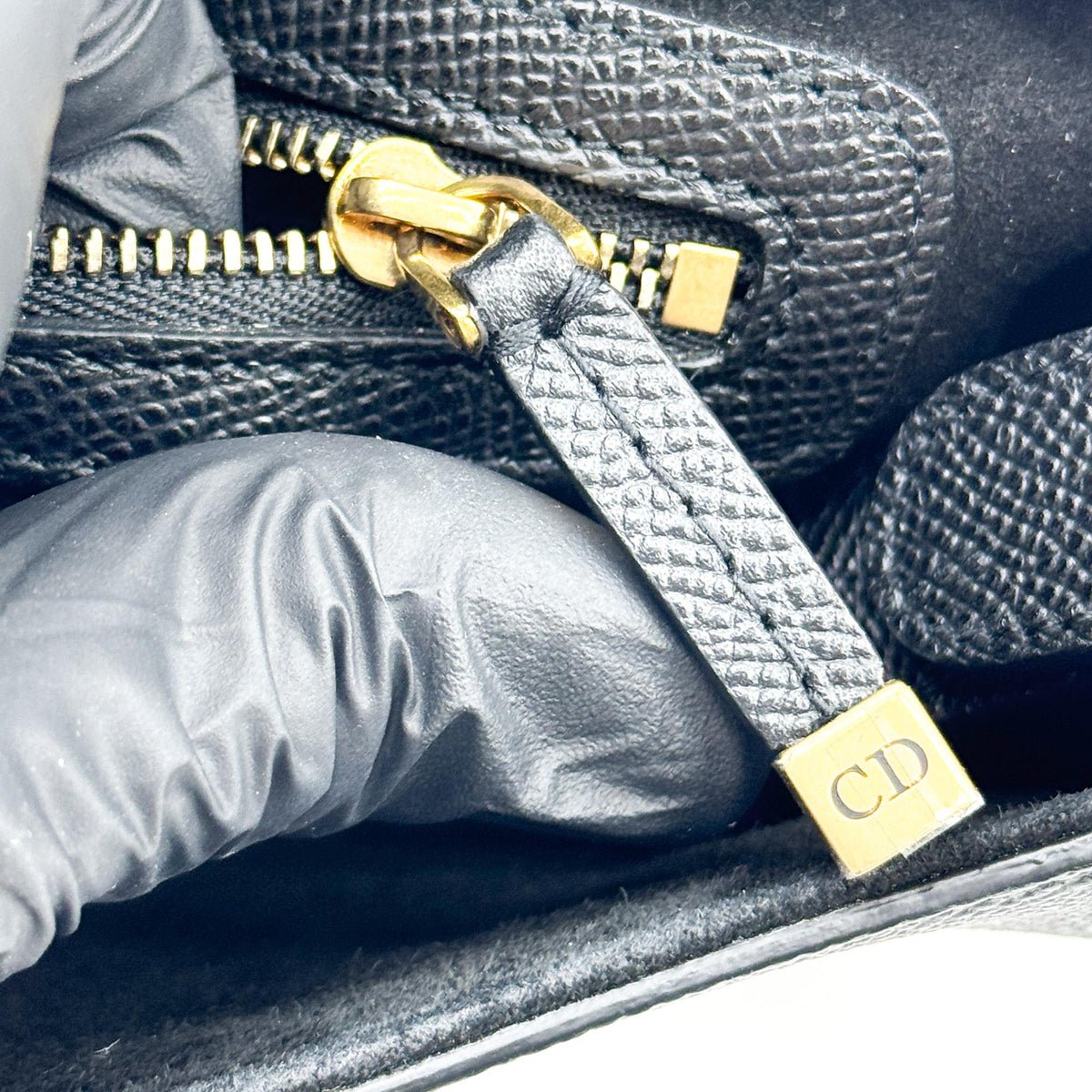Dior Medium Saddle Bag Grained Calfskin Black Gold Hardware