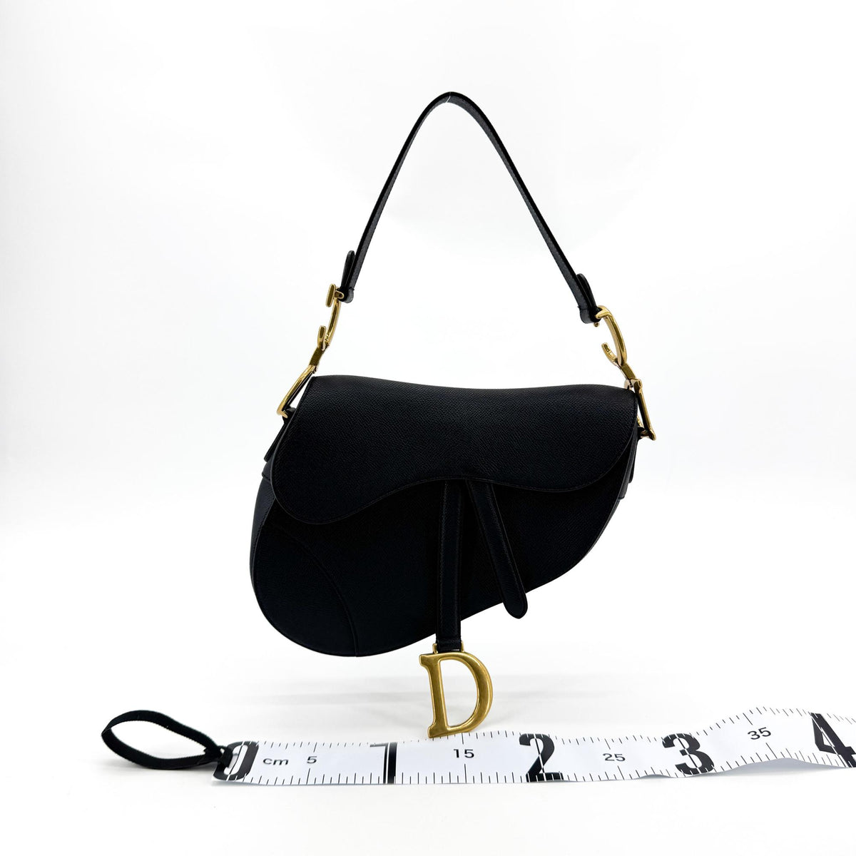 Dior Medium Saddle Bag Grained Calfskin Black Gold Hardware