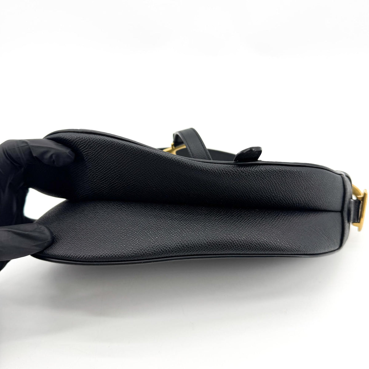 Dior Medium Saddle Bag Grained Calfskin Black Gold Hardware