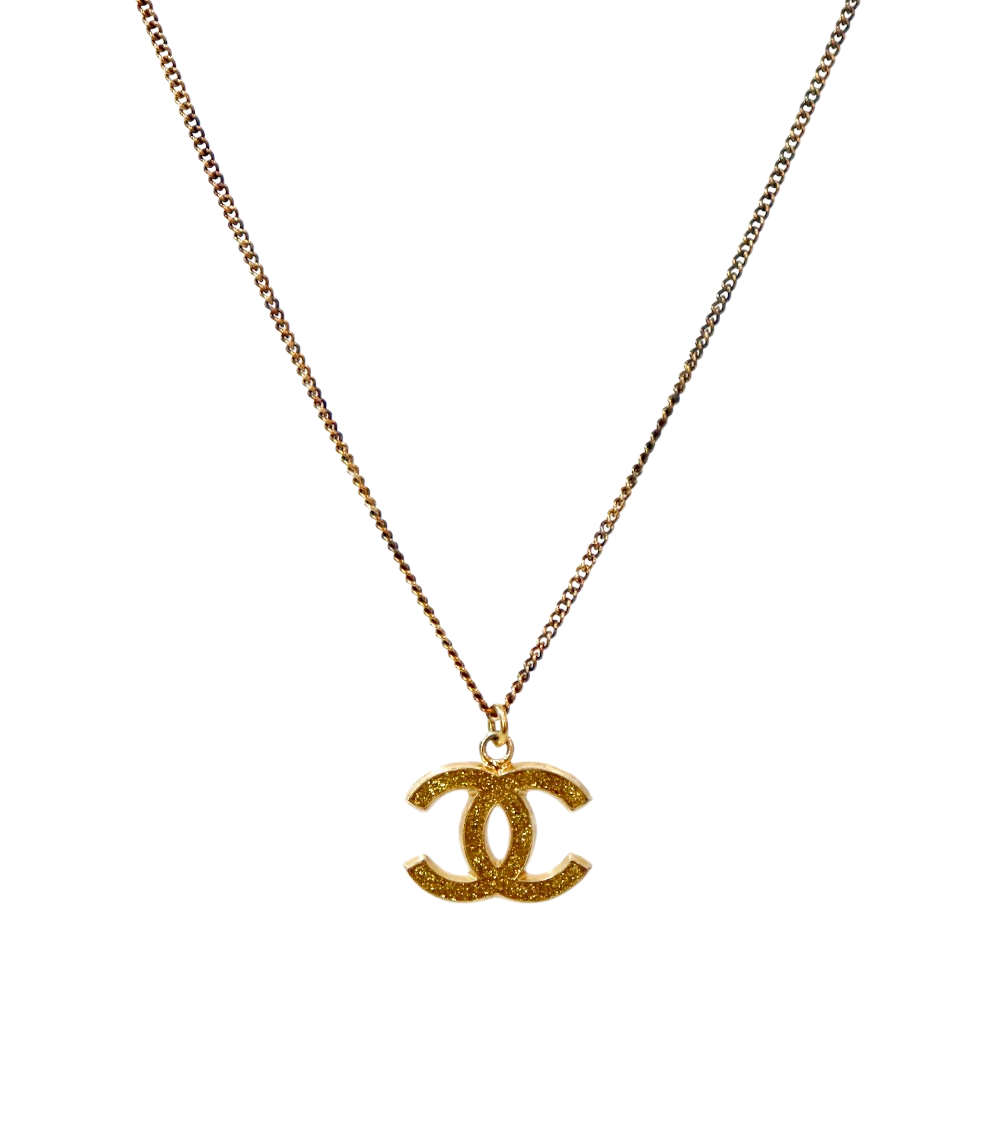 Chanel Glitter CC Gold Necklace