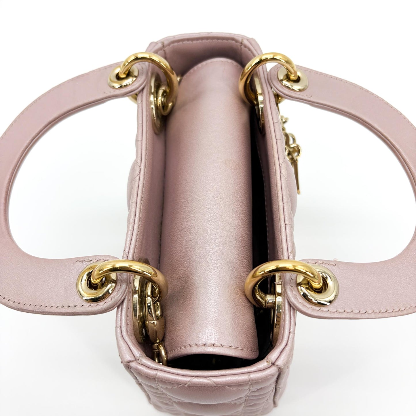 Dior Mini Lady Dior Bag Antique Pink Lambskin Gold Hardware