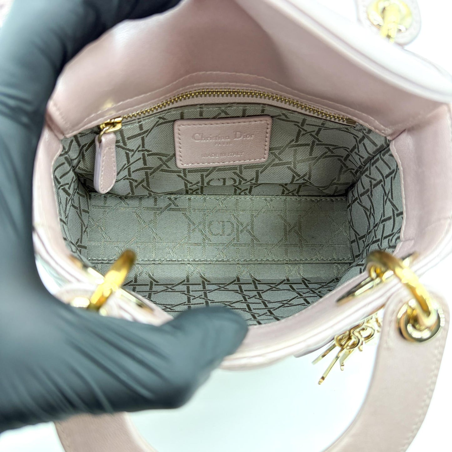 Dior Mini Lady Dior Bag Antique Pink Lambskin Gold Hardware