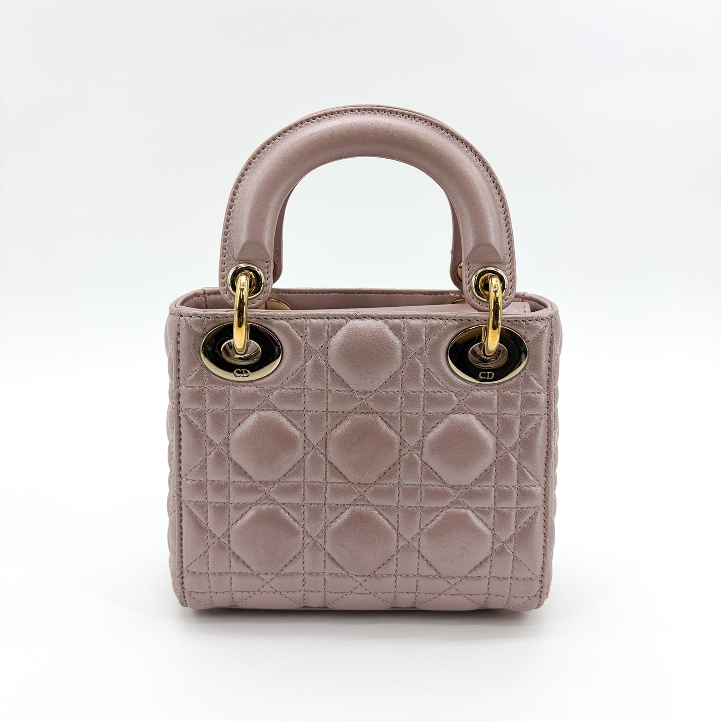 Dior Mini Lady Dior Bag Antique Pink Lambskin Gold Hardware