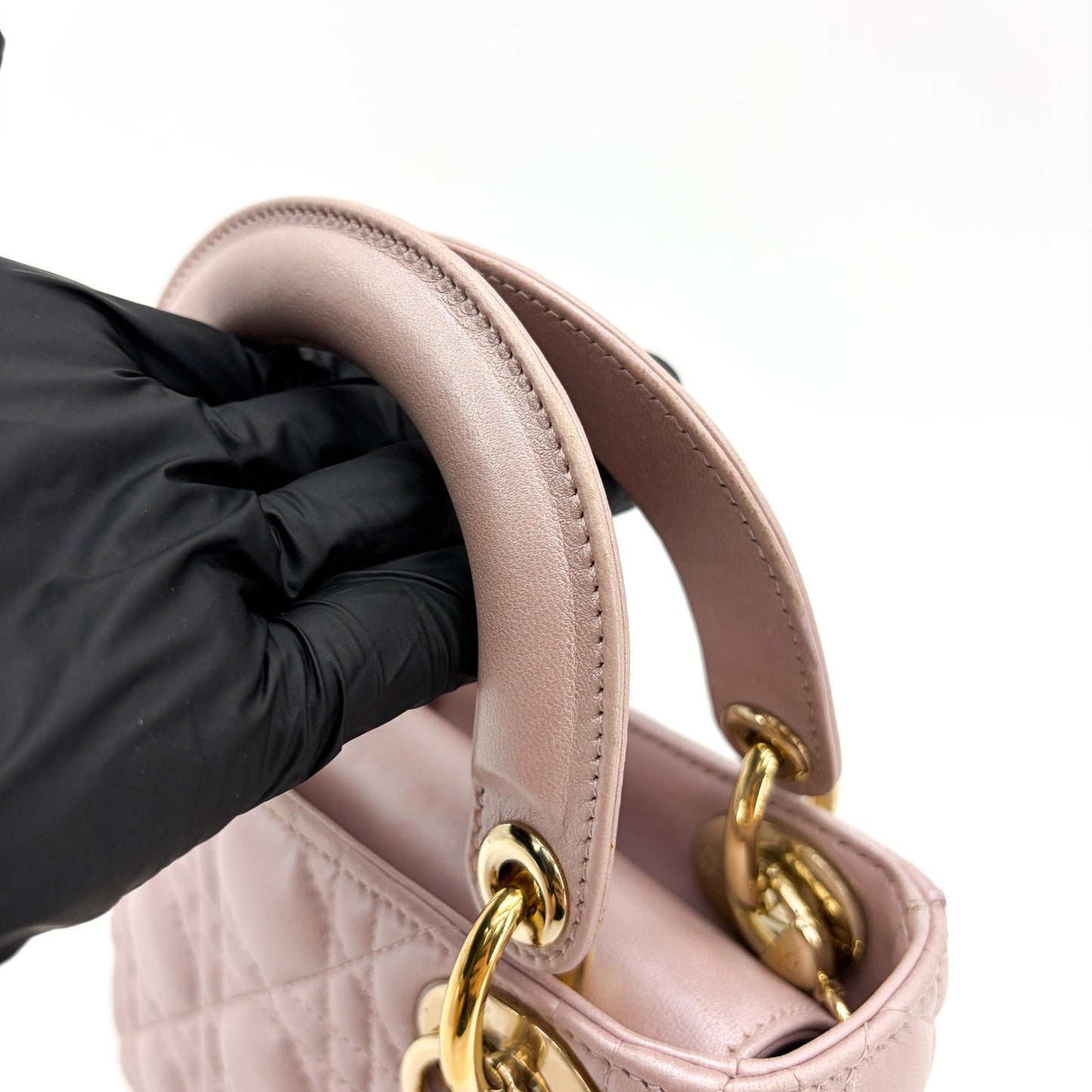 Dior Mini Lady Dior Bag Antique Pink Lambskin Gold Hardware