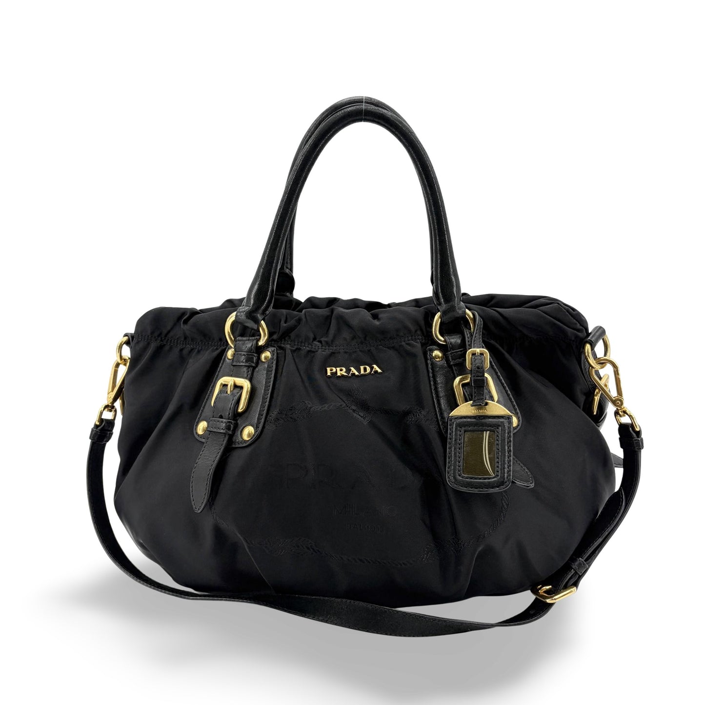 Prada Tessuto Gaufre 2-way Tote Bag Black
