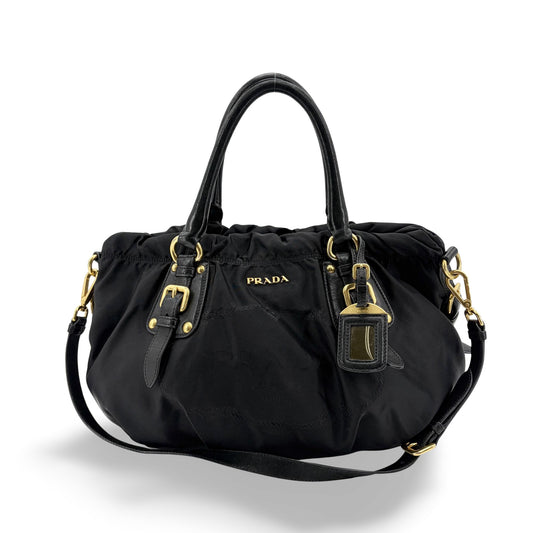 Prada Tessuto Gaufre 2-way Tote Bag Black