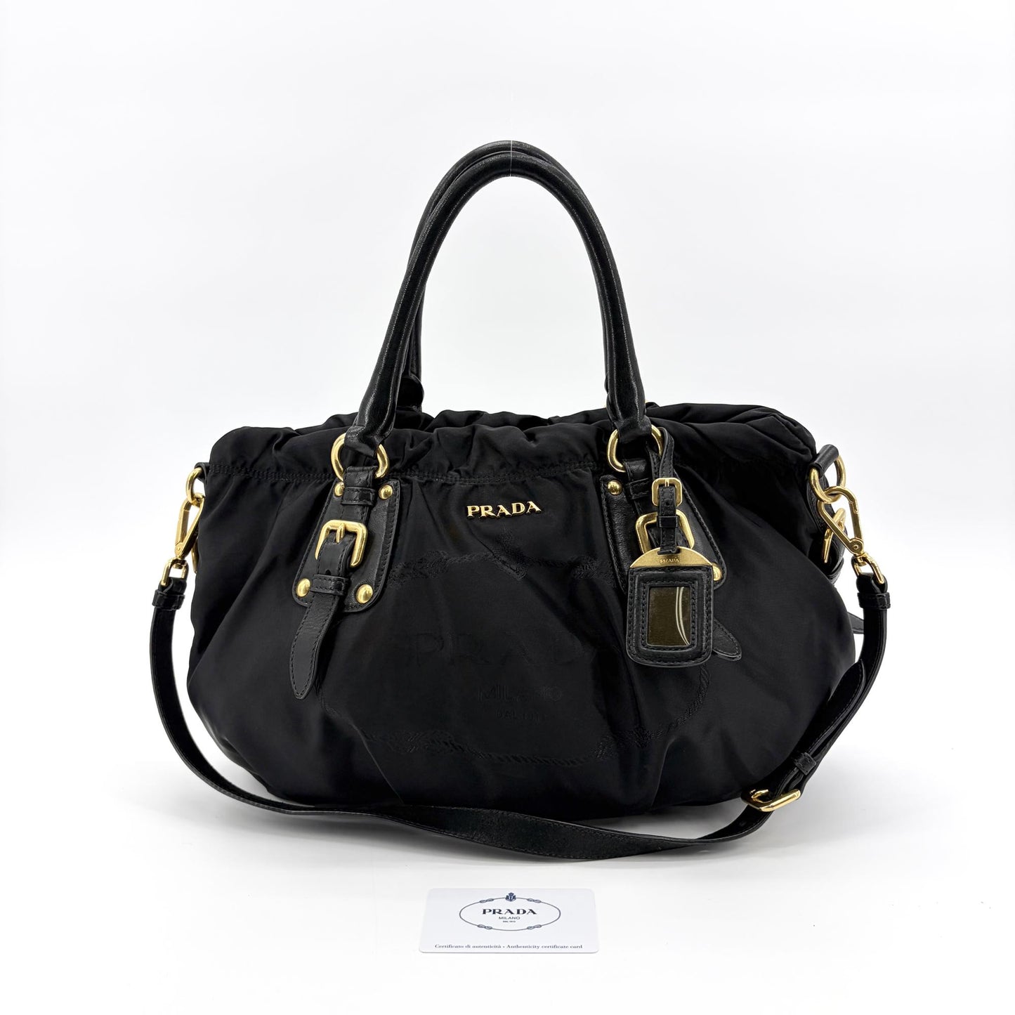 Prada Tessuto Gaufre 2-way Tote Bag Black