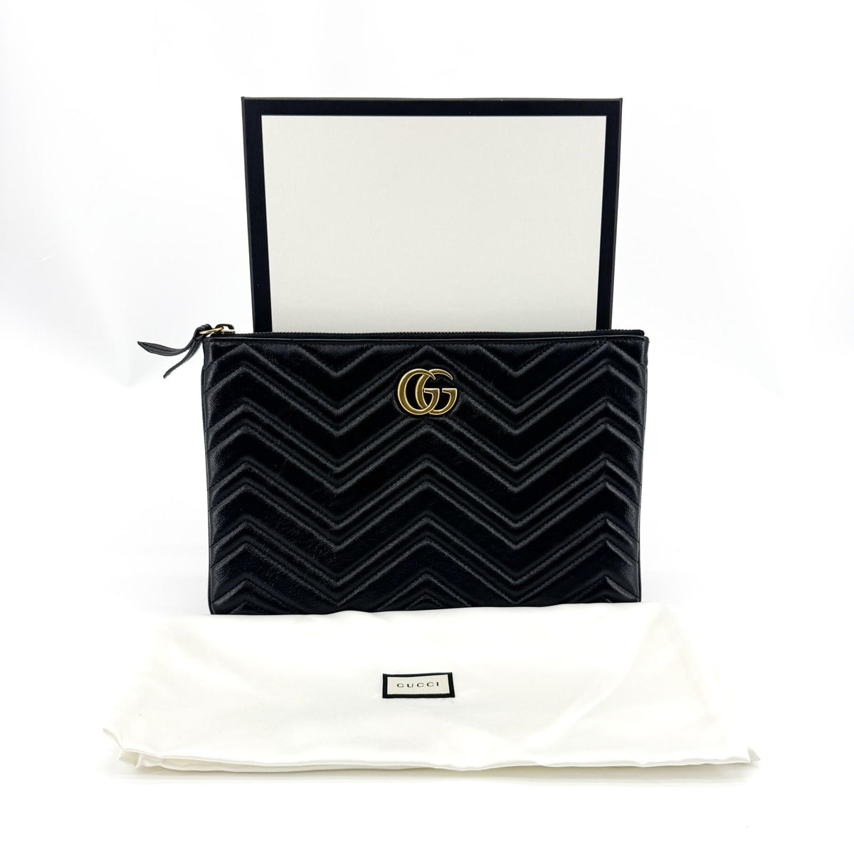 Gucci GG Marmont Matelassé Leather Clutch Black