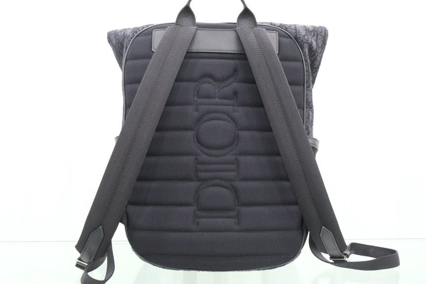8 Oblique Jacquard Roll-Top Backpack Black 1ESBA216YKY H03E