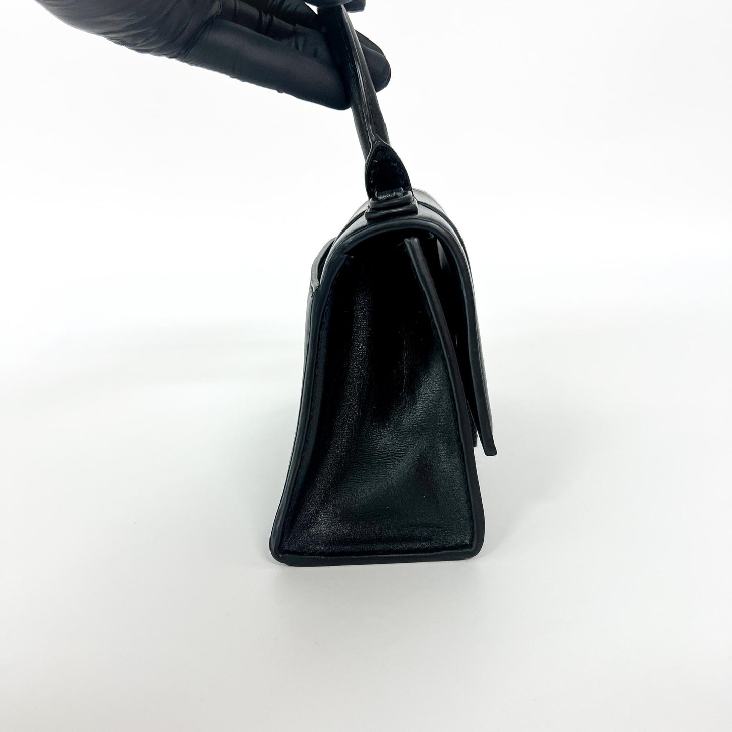 Balenciaga XS Hourglass Top Handle Bag Black Crystal Logo