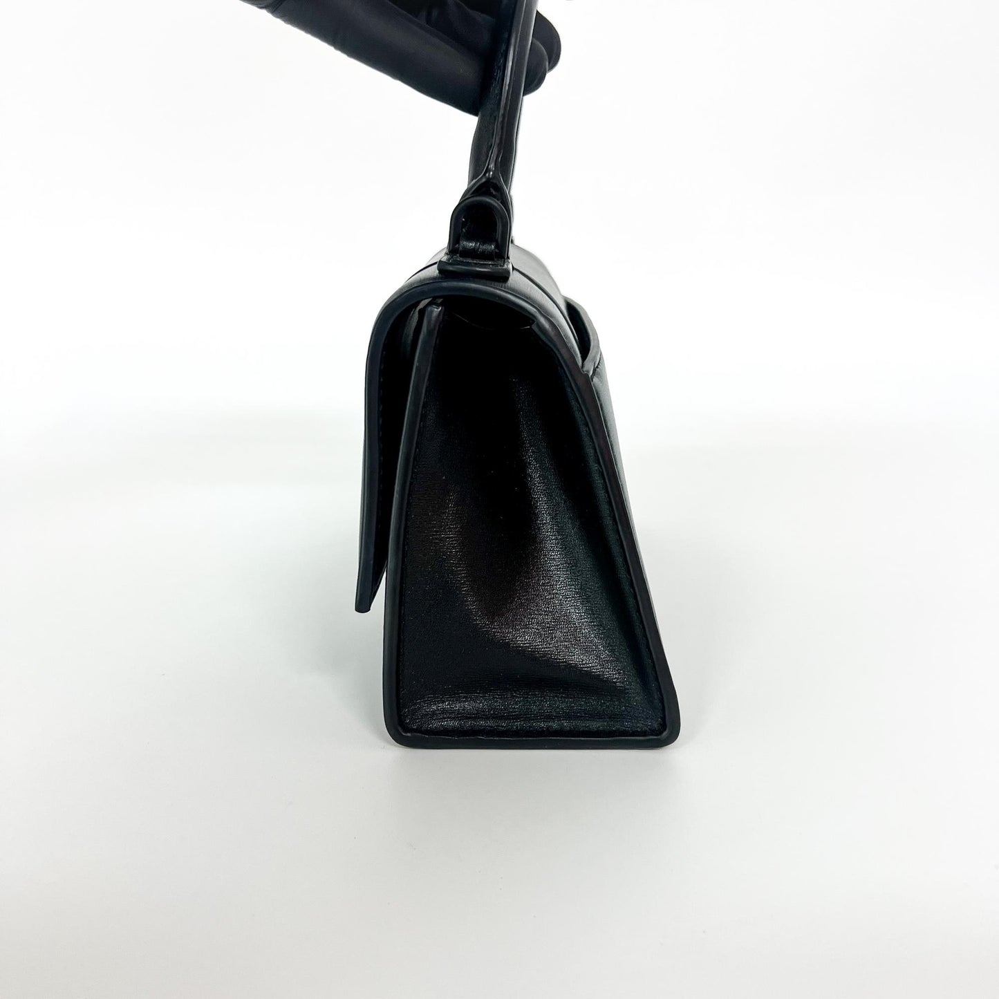 Balenciaga XS Hourglass Top Handle Bag Black Crystal Logo