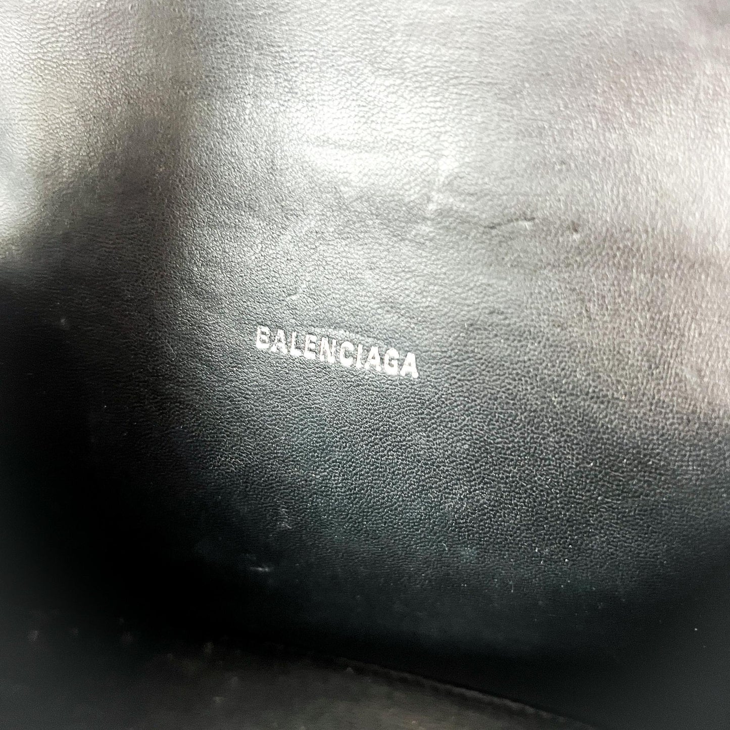 Balenciaga XS Hourglass Top Handle Bag Black Crystal Logo