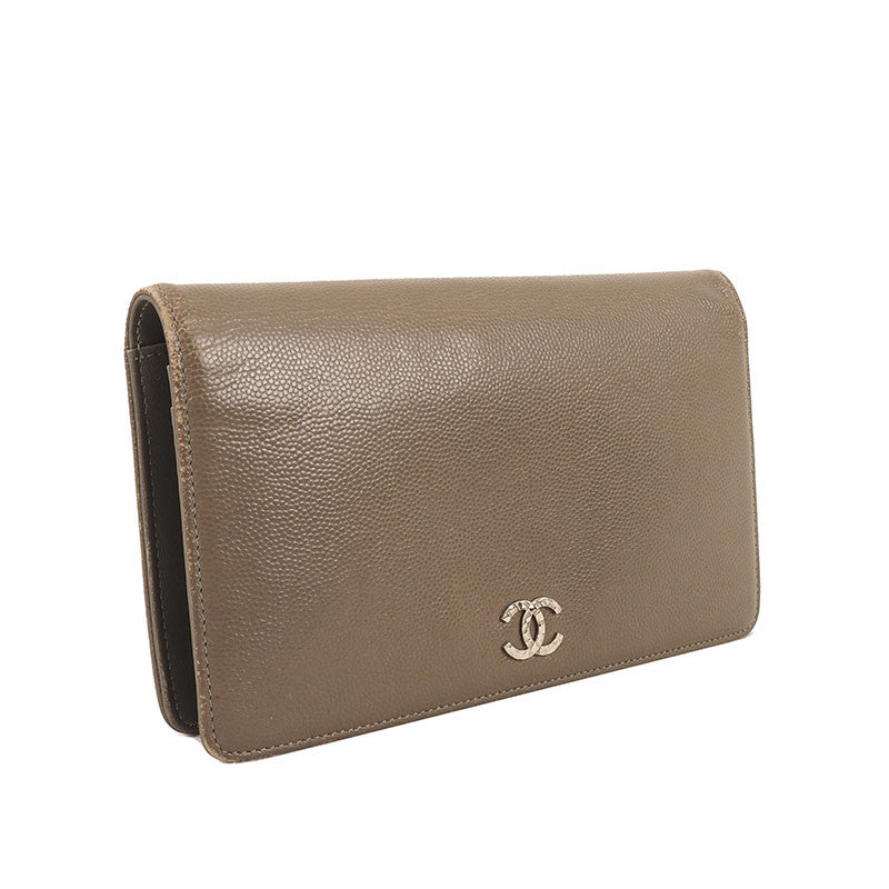 Chanel CC Logo Caviar Long Wallet