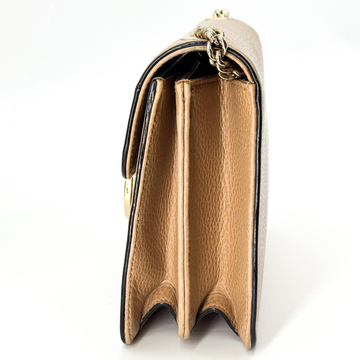 Gucci Interlocking G Chain Crossbody Bag Small Camel