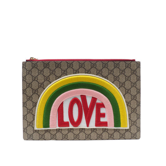 Gucci 476411 Supreme Love Embroidered Clutch Bag