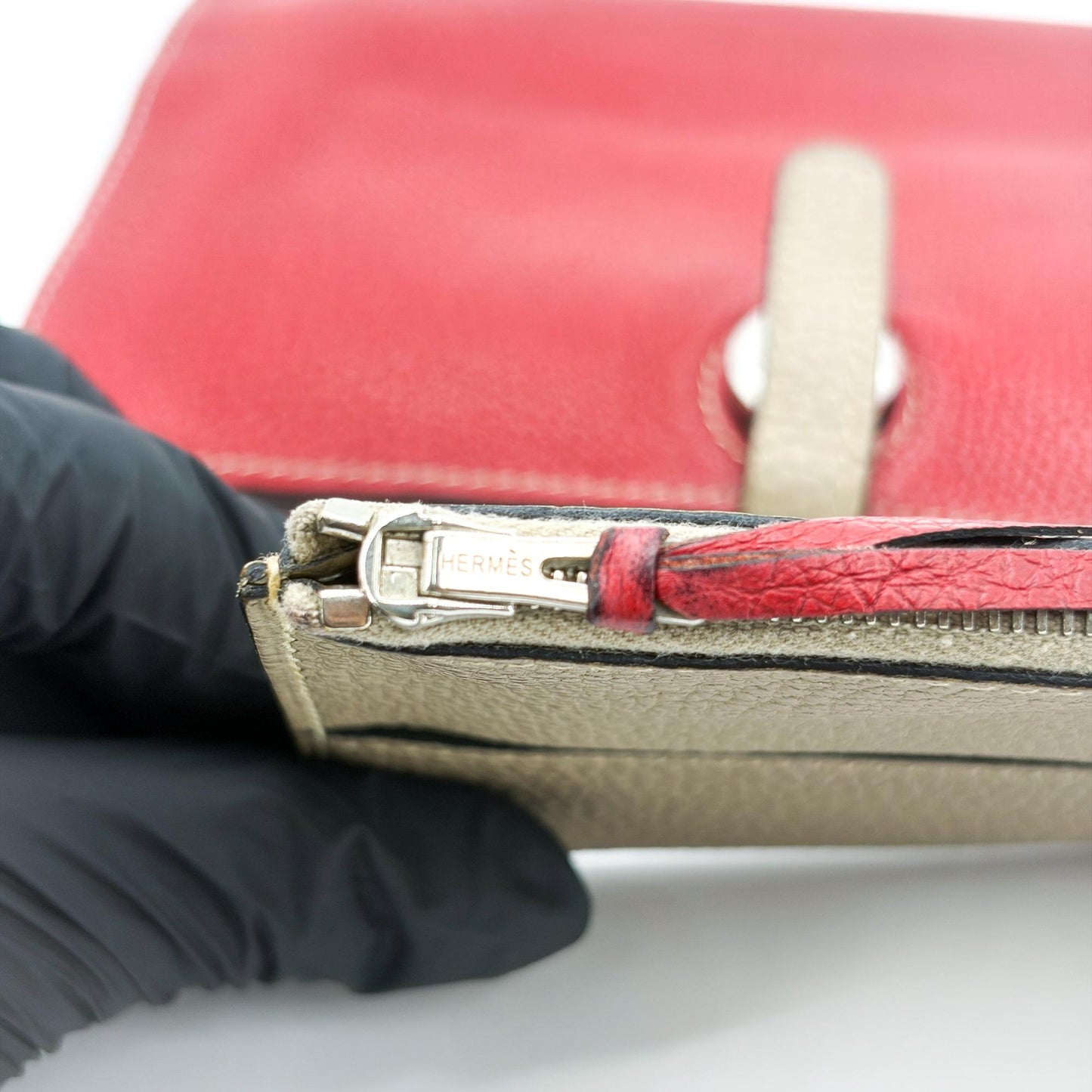 Hermès Dogon Duo Wallet Rouge Kazak & Etoupe Silver Hardware