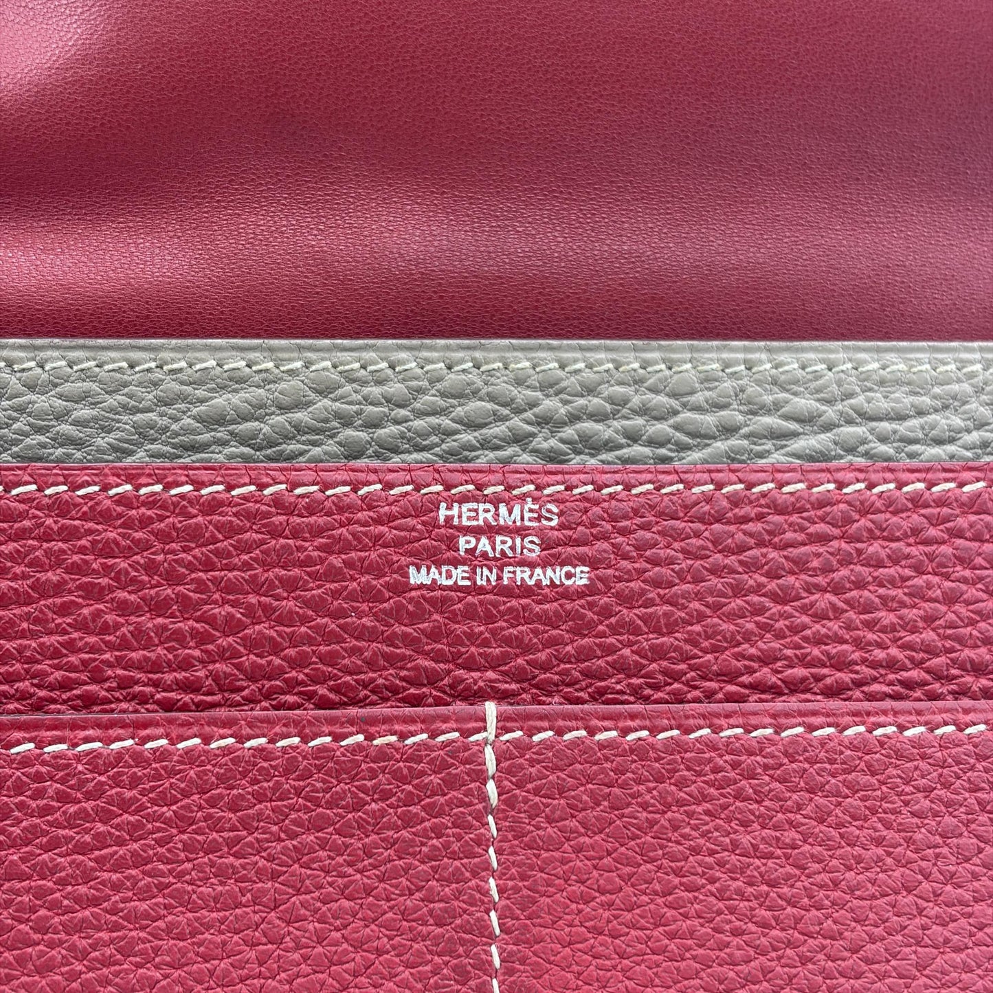 Hermès Dogon Duo Wallet Rouge Kazak & Etoupe Silver Hardware