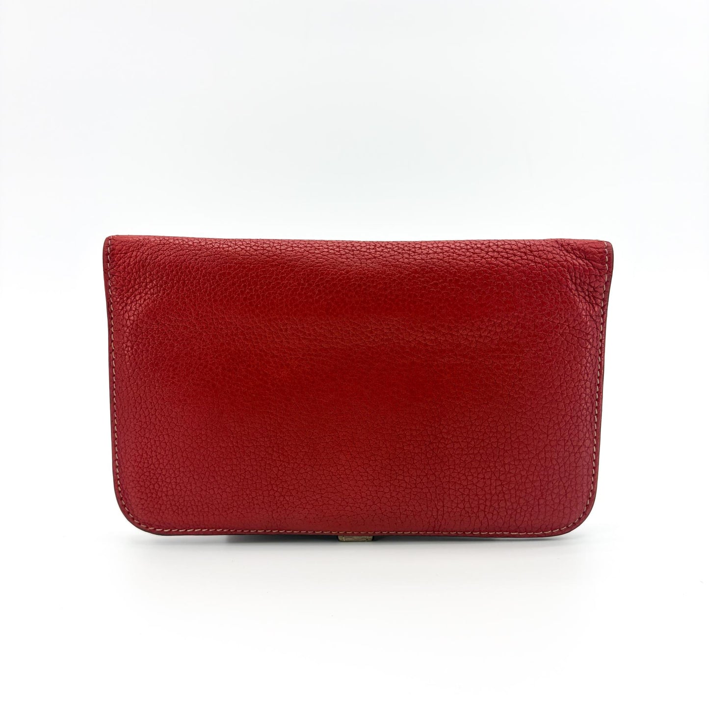 Hermès Dogon Duo Wallet Rouge Kazak & Etoupe Silver Hardware