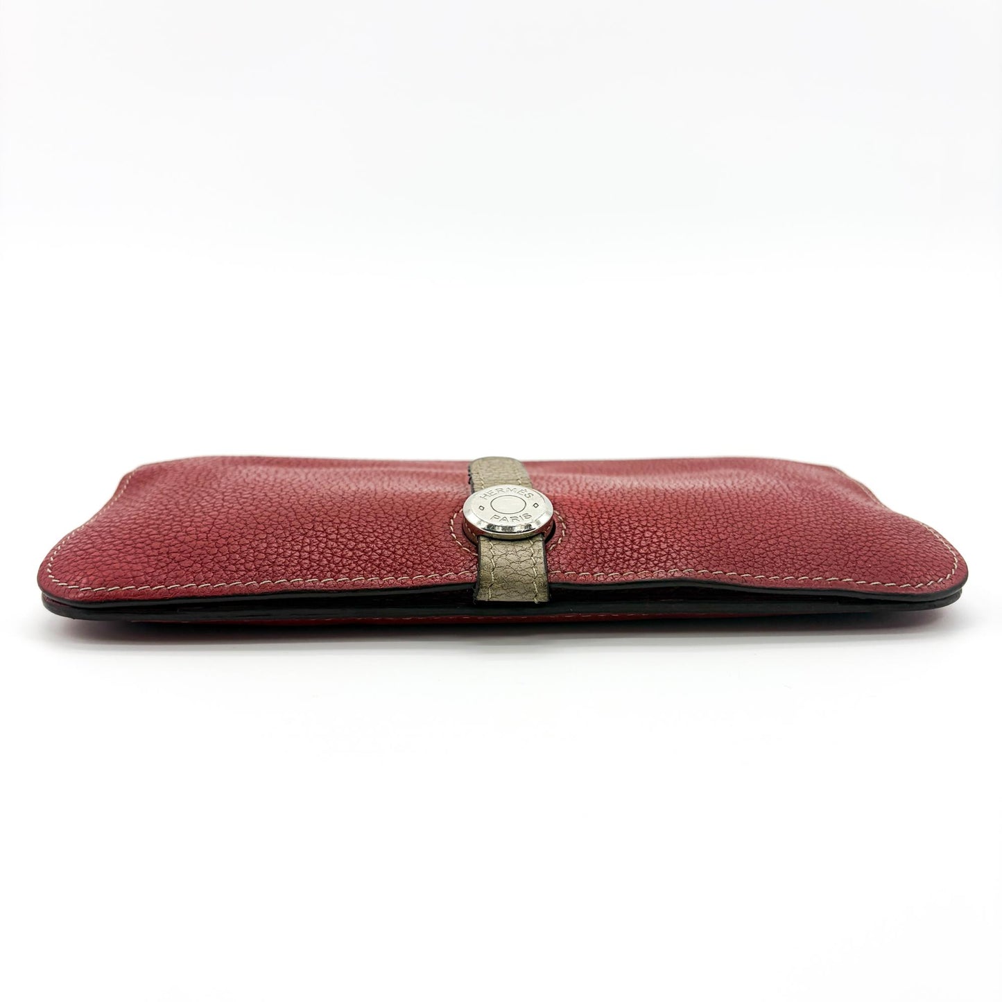 Hermès Dogon Duo Wallet Rouge Kazak & Etoupe Silver Hardware