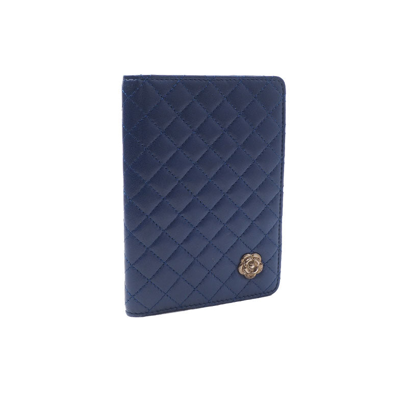 Chanel Camellia Quilted Passport Wallet