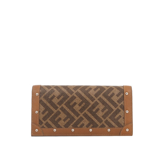 Fendi 7M0624 FF Fabric Studded Long Wallet
