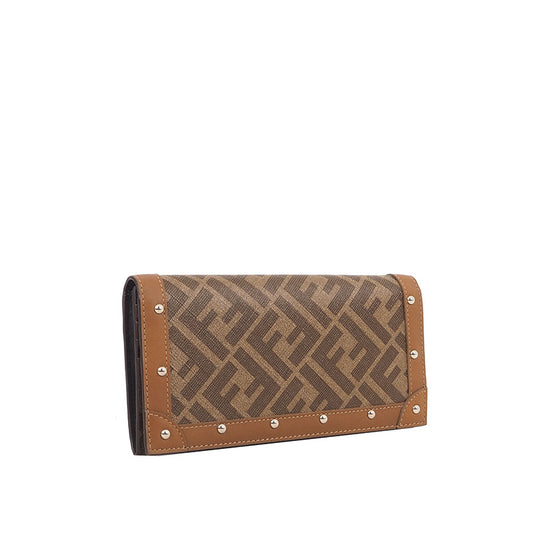 Fendi 7M0624 FF Fabric Studded Long Wallet