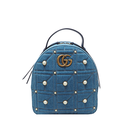 Gucci 476671 Marmont Denim Pearl Backpack