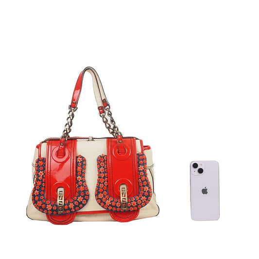 Fendi 8BN165 Patent Trimmed Cubic B Bag Tote Bag
