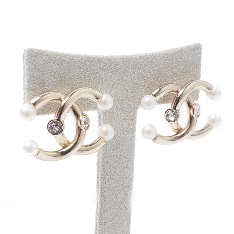 Chanel AB6615 CC Logo Pearlstone Earrings