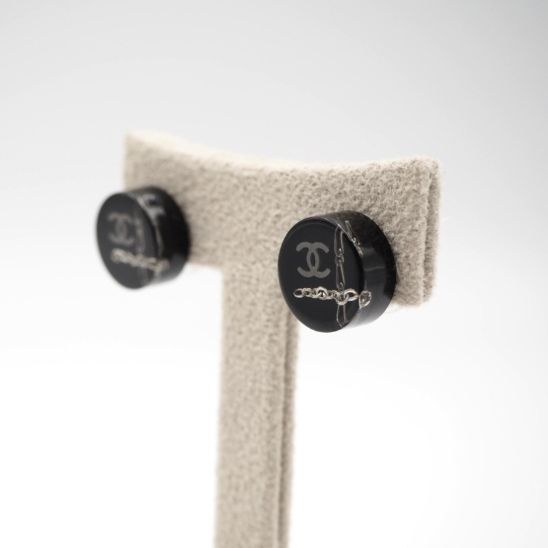 Chanel CC Logo Round Earrings