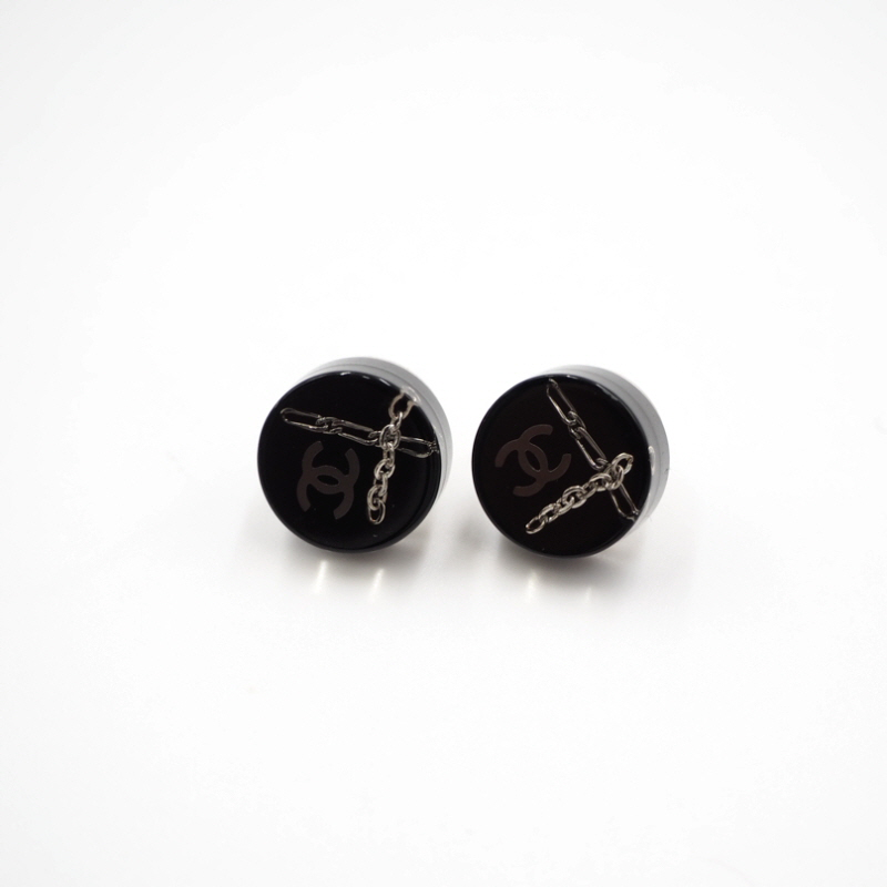 Chanel CC Logo Round Earrings