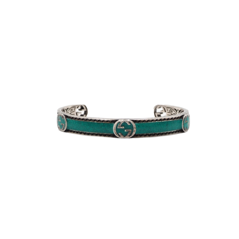 Gucci 645570 Turquoise Interlocking Bangle Bracelet