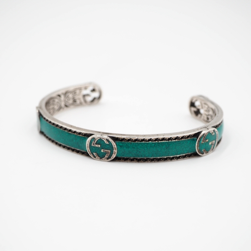 Gucci 645570 Turquoise Interlocking Bangle Bracelet