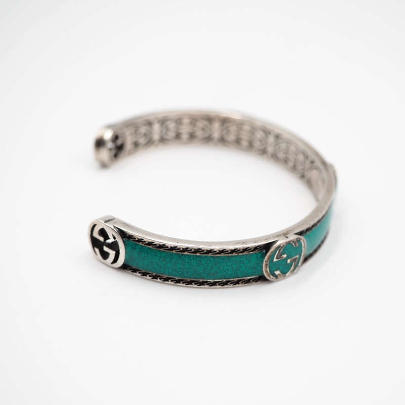 Gucci 645570 Turquoise Interlocking Bangle Bracelet