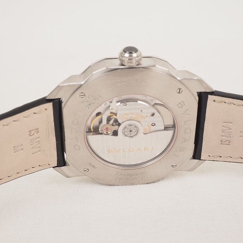 Bulgari Octo Roma leather band watch