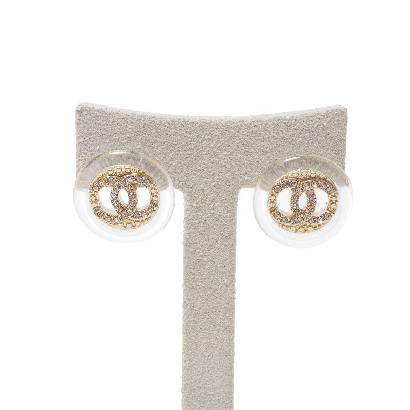 Chanel CC Logo Round Cubic Earrings