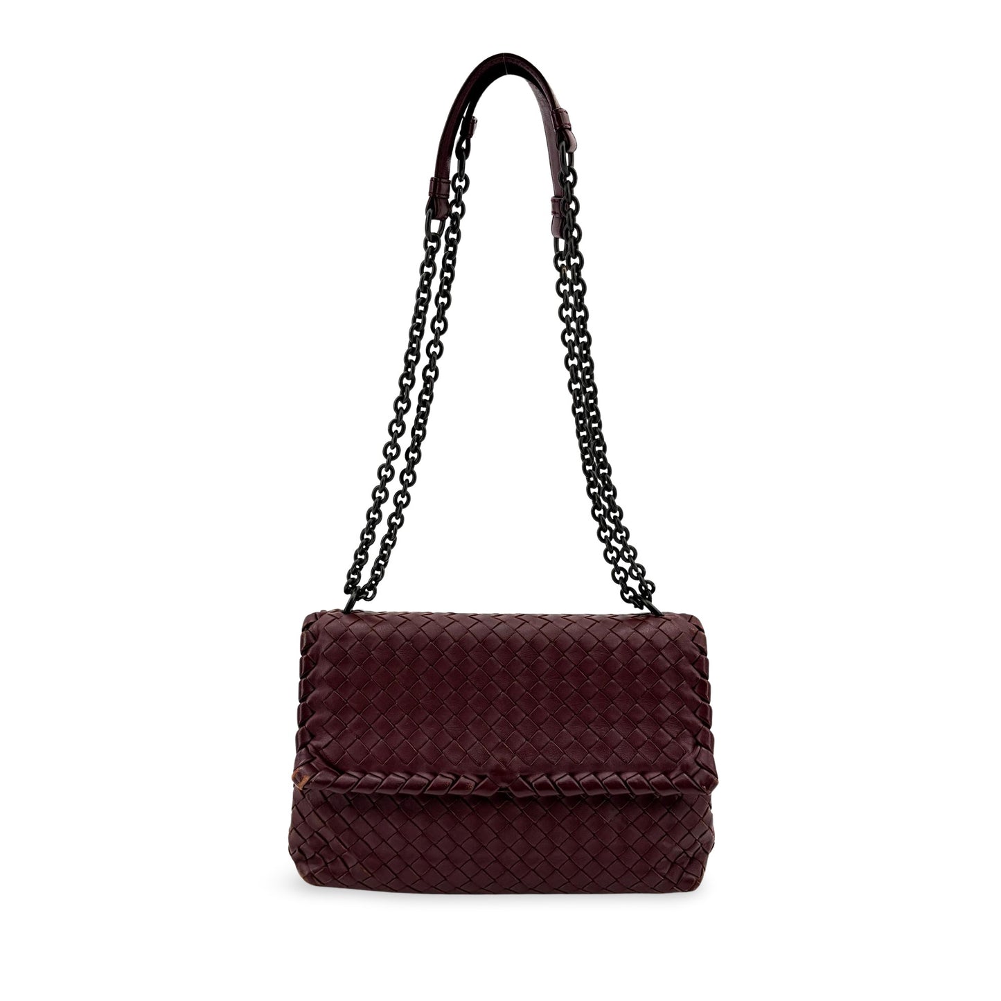 Bottega Veneta Intrecciato Medium Olympia Bag Burgundy
