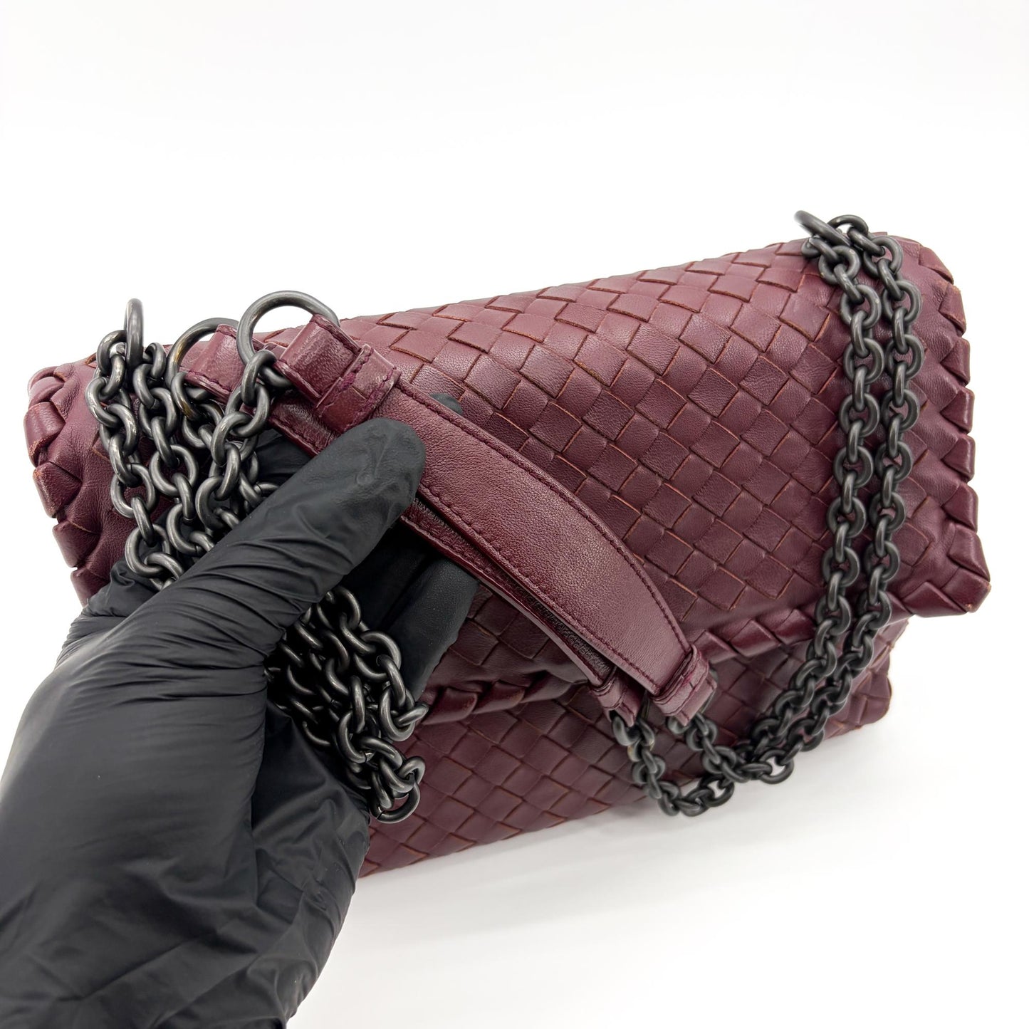 Bottega Veneta Intrecciato Medium Olympia Bag Burgundy