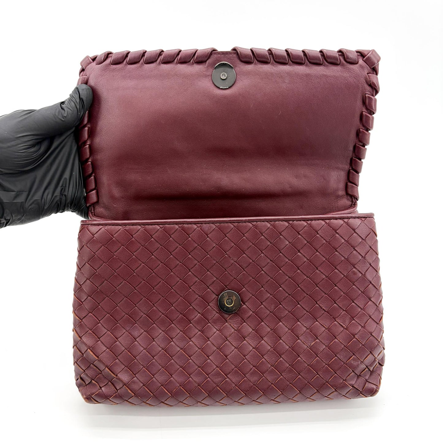Bottega Veneta Intrecciato Medium Olympia Bag Burgundy