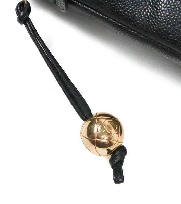 Chanel Black Caviar Golden Ball Big CC Chain Shoulder Bag
