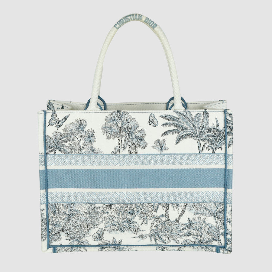 Medium Riviera Palm Embroidered Book Tote Bag 36
