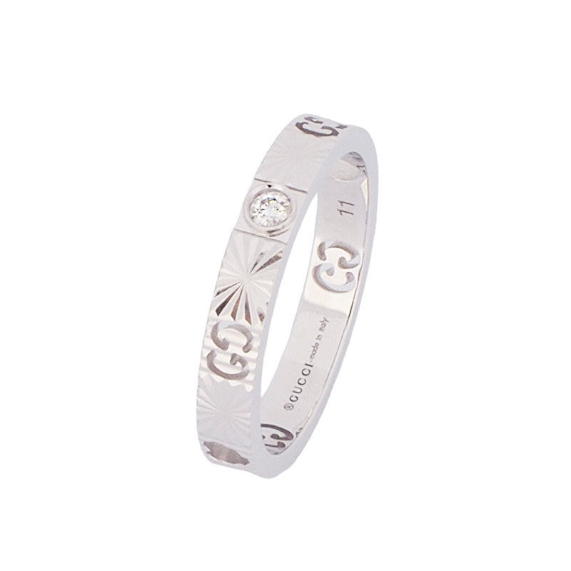 Gucci 727892 White Gold Diamond Icon Ring