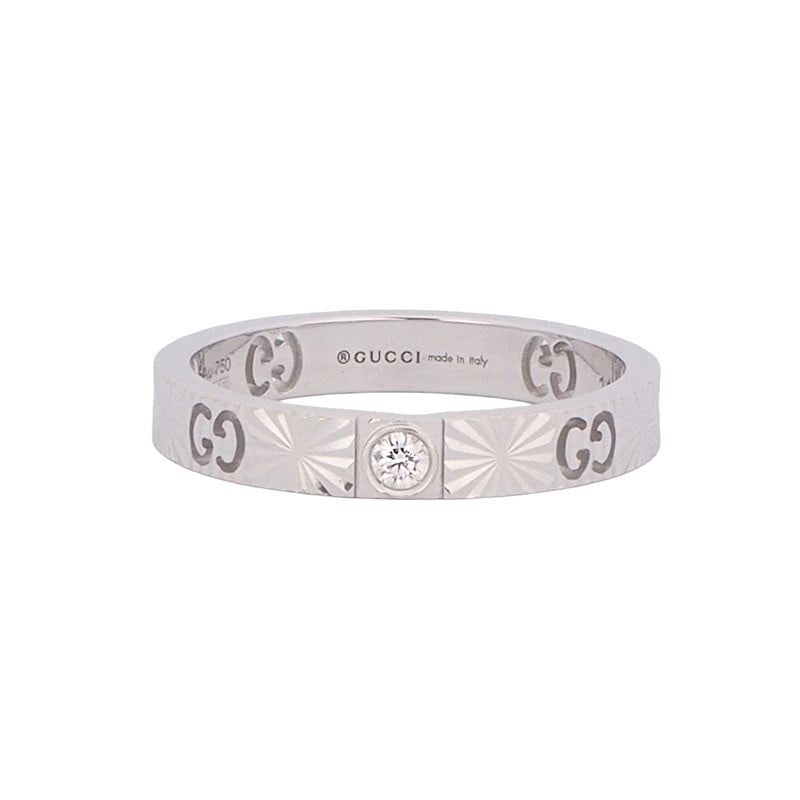 Gucci 727892 White Gold Diamond Icon Ring
