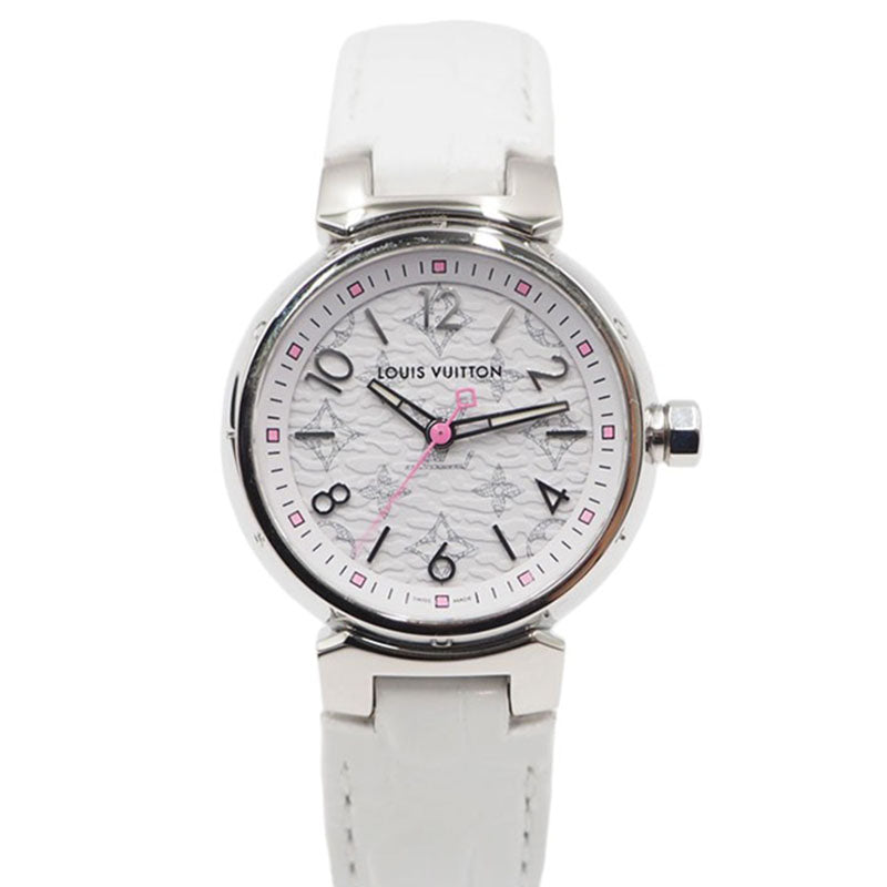 Louis Vuitton QA115 Tambour Quartz Leather Band Watch