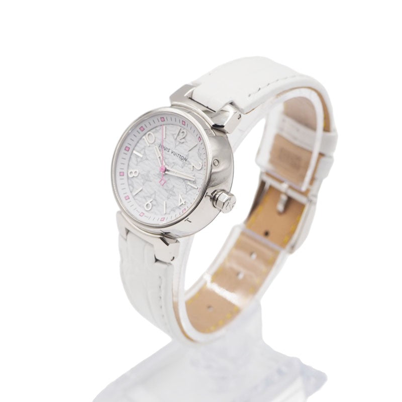 Louis Vuitton QA115 Tambour Quartz Leather Band Watch