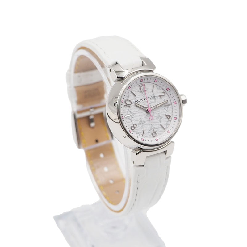 Louis Vuitton QA115 Tambour Quartz Leather Band Watch